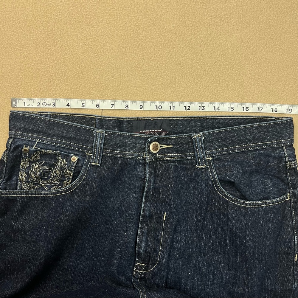 Phat Farm Jeans Mens 40x30 Dark Wash Straight Fit Pants Embroidered Pockets - Picture 7 of 10